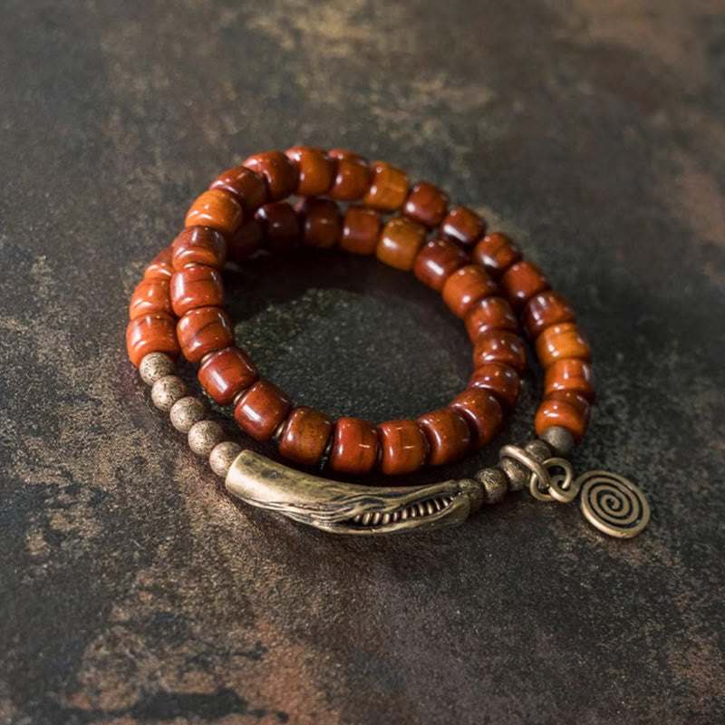 Buddha Stones Yak-Knochen-Kupfer-Balance-Armband, doppelt gewickelt