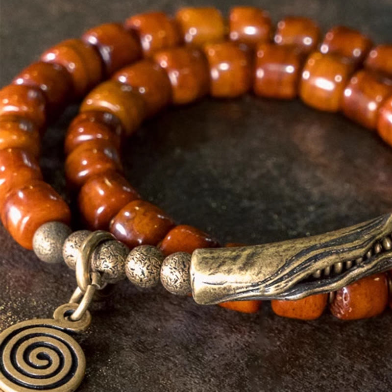 Buddha Stones Yak-Knochen-Kupfer-Balance-Armband, doppelt gewickelt