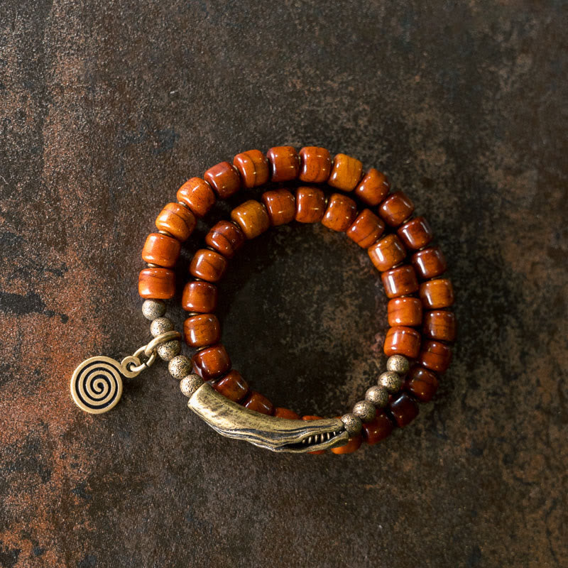 Buddha Stones Yak-Knochen-Kupfer-Balance-Armband, doppelt gewickelt