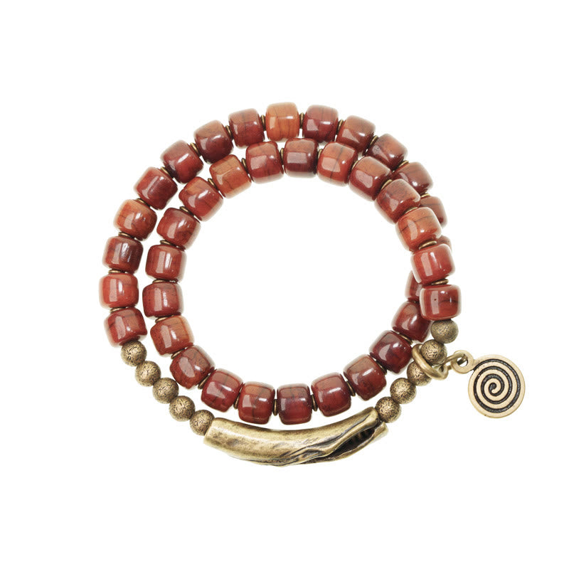 Buddha Stones Yak-Knochen-Kupfer-Balance-Armband, doppelt gewickelt