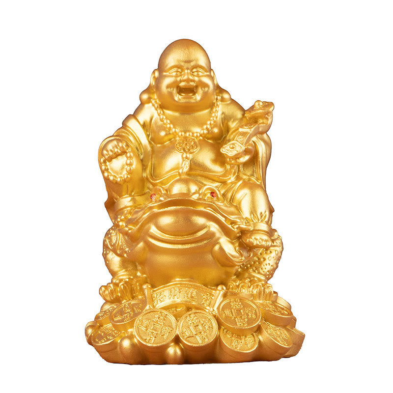 Buddha Stones, lachender Buddha, Feng Shui, Frosch, Kröte, Kupfermünzen, ziehen Reichtum an, Harzstatue, Heimdekoration