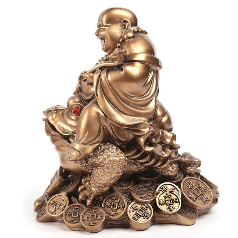 Buddha Stones, lachender Buddha, Feng Shui, Frosch, Kröte, Kupfermünzen, ziehen Reichtum an, Harzstatue, Heimdekoration