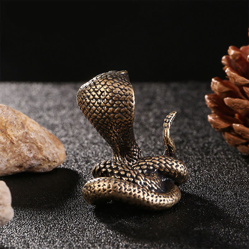 Buddha Stones ​​Mini Kleine Jahr der Schlange Cobra Messing Kupfer Hause Dekoration - image 2