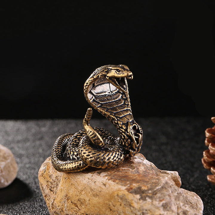 Buddha Stones ​​Mini Kleine Jahr der Schlange Cobra Messing Kupfer Hause Dekoration - image 1