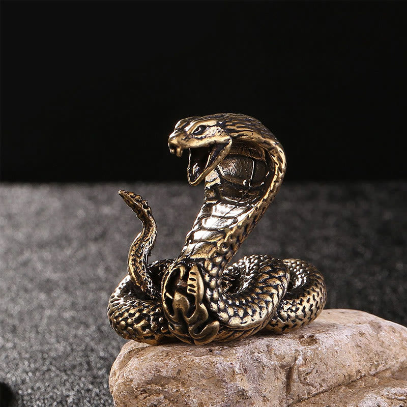 Buddha Stones ​​Mini Kleine Jahr der Schlange Cobra Messing Kupfer Hause Dekoration - Kleine Schlange 4 x 4 cm - image 0
