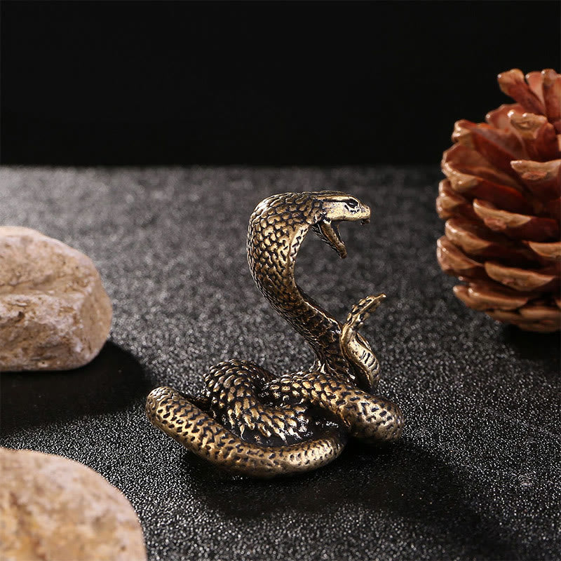 Buddha Stones ​​Mini Kleine Jahr der Schlange Cobra Messing Kupfer Hause Dekoration - image 3