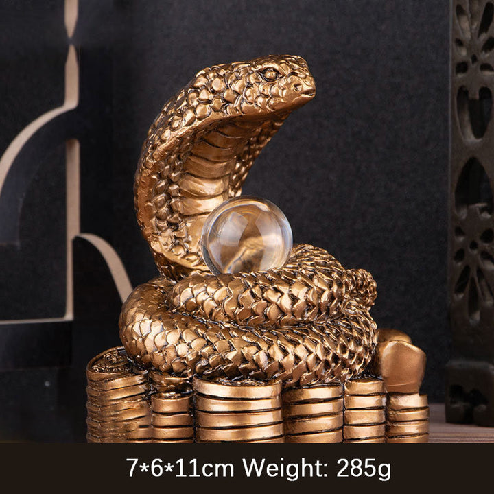 Buddha Stones , Jahr der Schlange, Barren, Kupfermünzen, Ball, Reichtum, Harzstatue, Heimdekoration - Großer Bronzebarren in Schlangenform, 8 x 5,5 x 9,2 cm - image 5