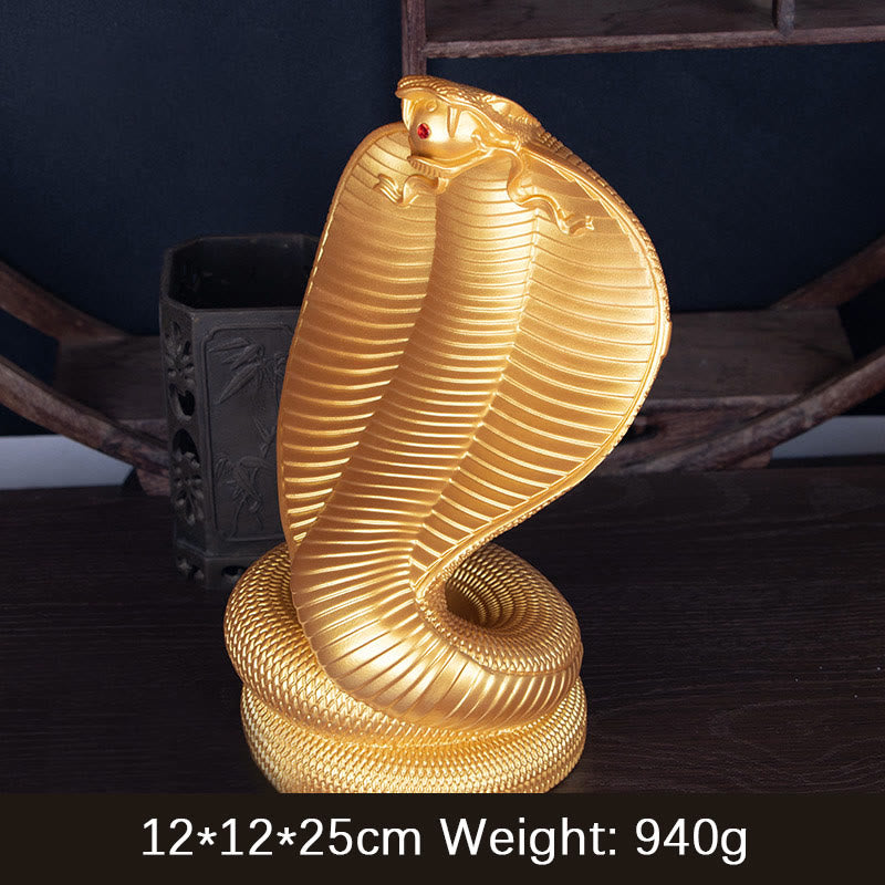 Buddha Stones , Jahr der Schlange, goldene Bronze, Cobra, Harz-Statue, Heimdekoration