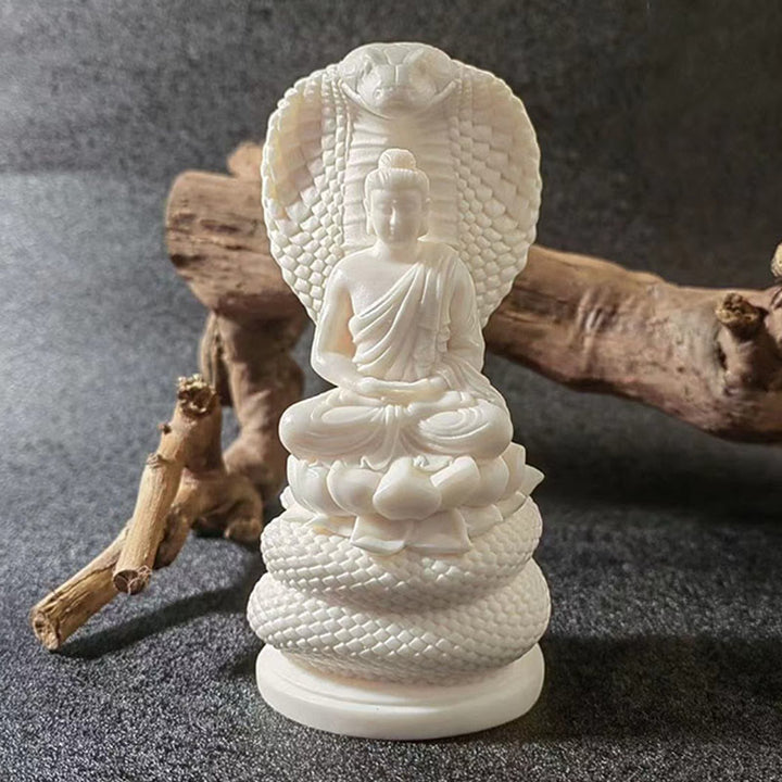 Buddha Stones, Tathagata Shakyamuni, Schlange, Lotus, Elfenbein, Obst, Meditationsstatue, Gelassenheit, Heimdekoration - Buddha - Klein 7 x 3,5 x 2,9 cm - image 1
