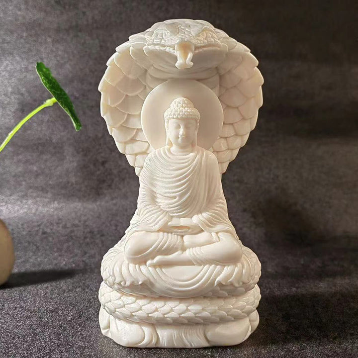 Buddha Stones, Tathagata Shakyamuni, Schlange, Lotus, Elfenbein, Obst, Meditationsstatue, Gelassenheit, Heimdekoration - Buddha - Groß 16 x 9 x 7 cm - image 0