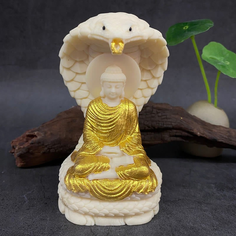 Buddha Stones, Tathagata Shakyamuni, Schlange, Lotus, Elfenbein, Obst, Meditationsstatue, Gelassenheit, Heimdekoration