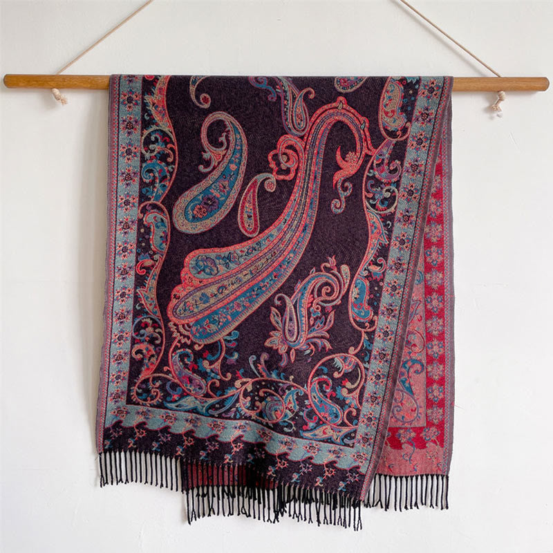 Buddha Stones, tibetischer Cashew-Blumen-Quastenschal, Herbst-Winter, gemütlicher Reiseschal, Wickeltuch - image 27