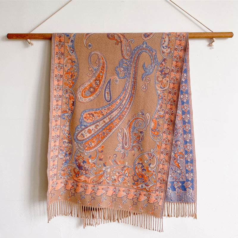 Buddha Stones, tibetischer Cashew-Blumen-Quastenschal, Herbst-Winter, gemütlicher Reiseschal, Wickeltuch - image 33