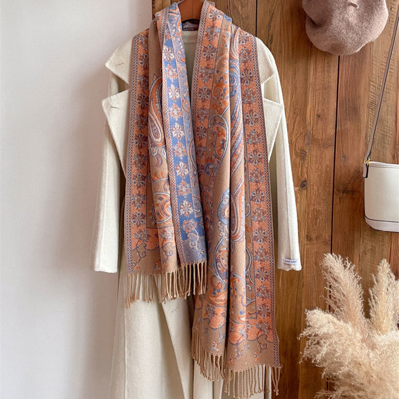 Buddha Stones, tibetischer Cashew-Blumen-Quastenschal, Herbst-Winter, gemütlicher Reiseschal, Wickeltuch - image 35