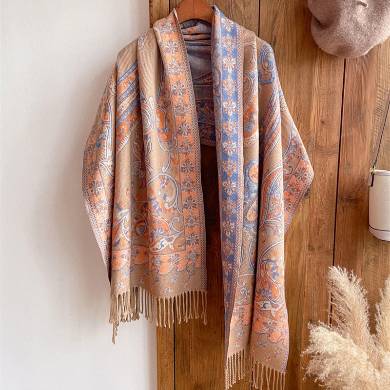 Buddha Stones, tibetischer Cashew-Blumen-Quastenschal, Herbst-Winter, gemütlicher Reiseschal, Wickeltuch - image 34