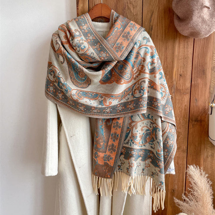 Buddha Stones, tibetischer Cashew-Blumen-Quastenschal, Herbst-Winter, gemütlicher Reiseschal, Wickeltuch - image 40