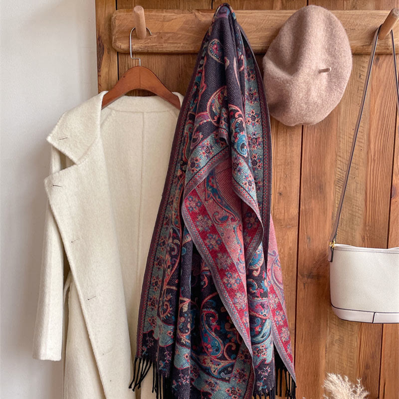 Buddha Stones, tibetischer Cashew-Blumen-Quastenschal, Herbst-Winter, gemütlicher Reiseschal, Wickeltuch - image 26