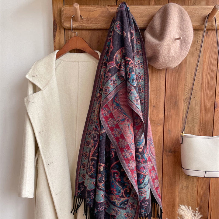 Buddha Stones, tibetischer Cashew-Blumen-Quastenschal, Herbst-Winter, gemütlicher Reiseschal, Wickeltuch - image 26