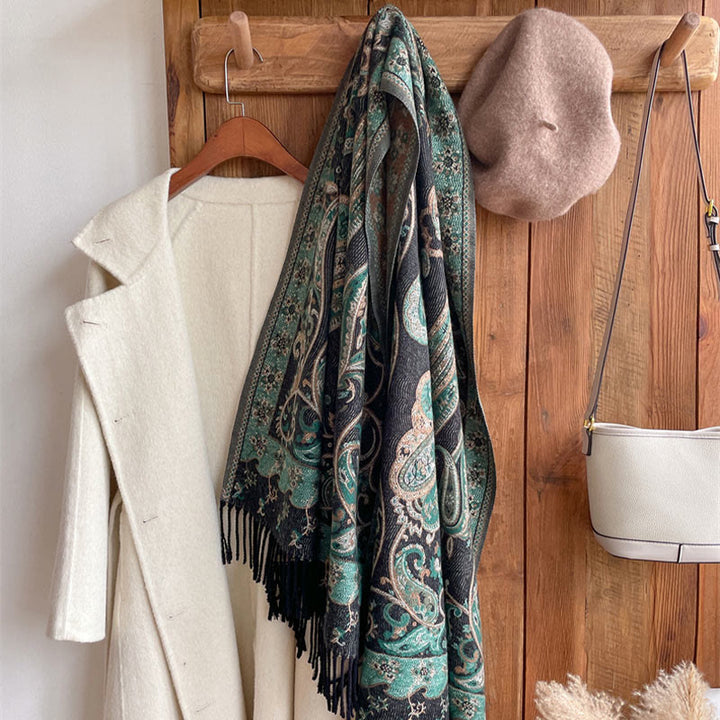 Buddha Stones, tibetischer Cashew-Blumen-Quastenschal, Herbst-Winter, gemütlicher Reiseschal, Wickeltuch - image 6