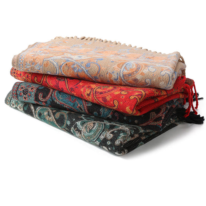 Buddha Stones, tibetischer Cashew-Blumen-Quastenschal, Herbst-Winter, gemütlicher Reiseschal, Wickeltuch - image 43