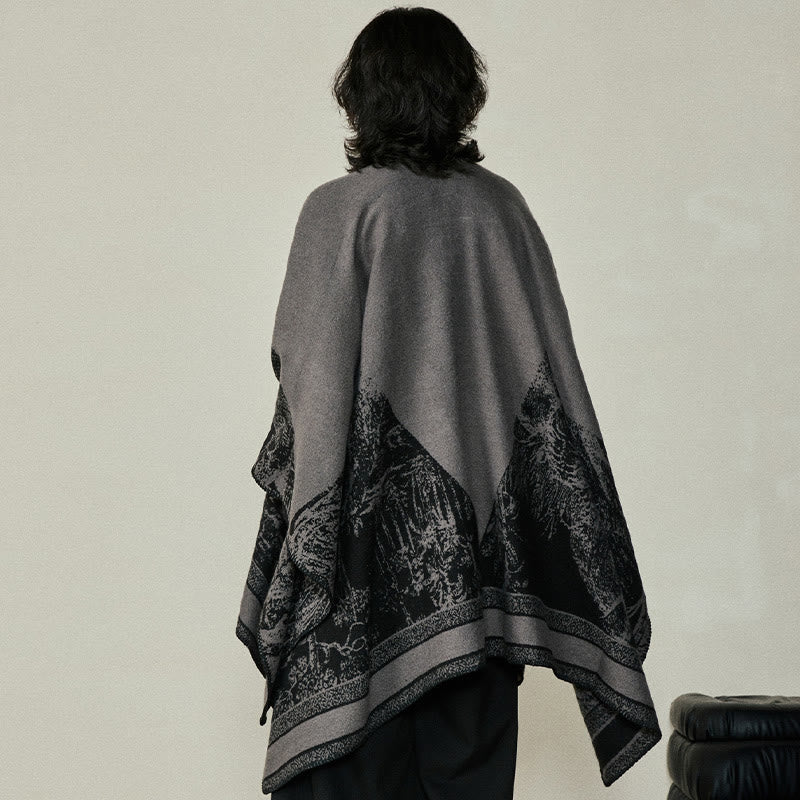 Buddha Stones, Schwarz/Grau, Sikawild, Tierwald, doppelseitiger Schal, Herbst/Winter, warmer Schal, Wickeltuch - image 4