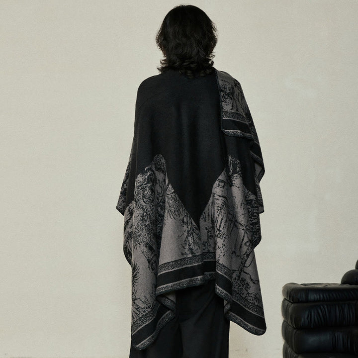 Buddha Stones, Schwarz/Grau, Sikawild, Tierwald, doppelseitiger Schal, Herbst/Winter, warmer Schal, Wickeltuch - image 9