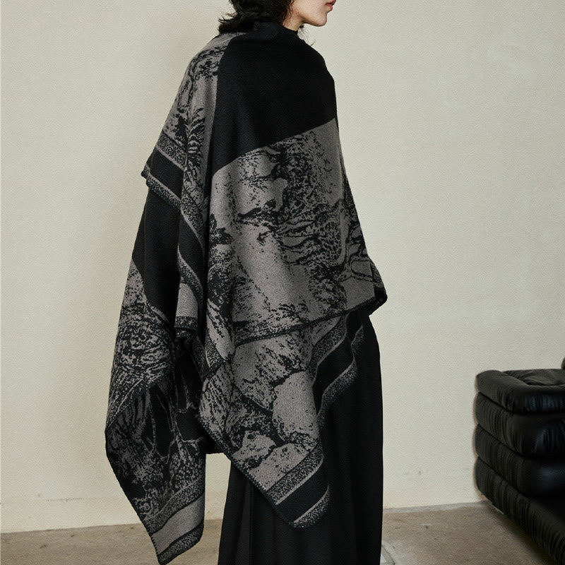 Buddha Stones, Schwarz/Grau, Sikawild, Tierwald, doppelseitiger Schal, Herbst/Winter, warmer Schal, Wickeltuch - image 14