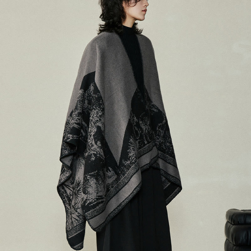 Buddha Stones, Schwarz/Grau, Sikawild, Tierwald, doppelseitiger Schal, Herbst/Winter, warmer Schal, Wickeltuch - image 7