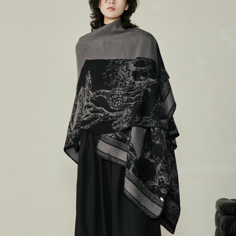 Buddha Stones, Schwarz/Grau, Sikawild, Tierwald, doppelseitiger Schal, Herbst/Winter, warmer Schal, Wickeltuch - image 6