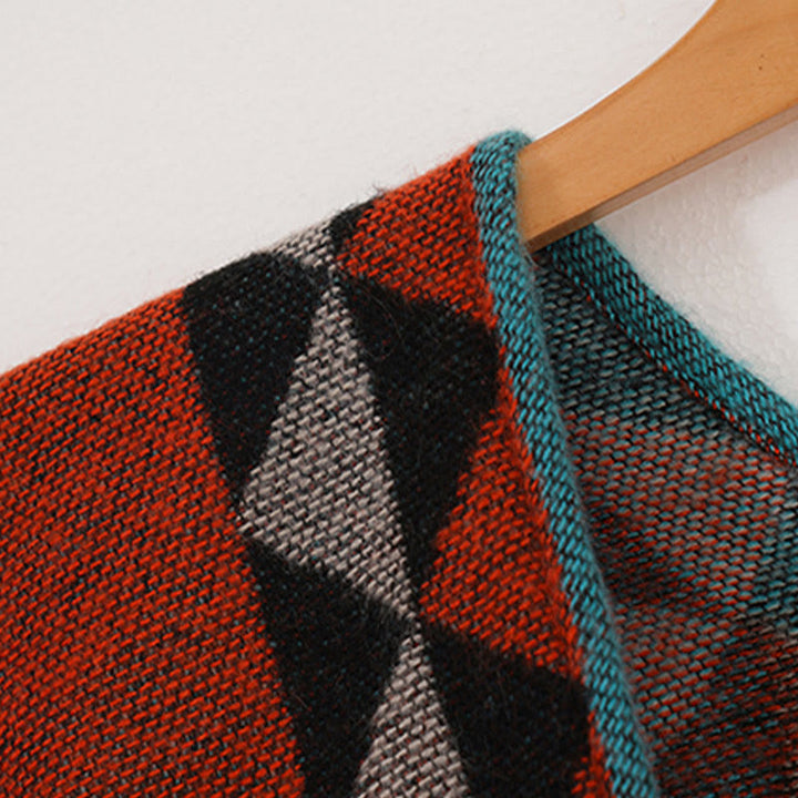 Buddha Stones, tibetisch, orange, geometrisches Rautenmuster, Quasten, Schal, Herbst/Winter, warmer Schal, Wickeltuch - image 17