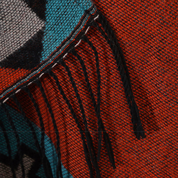 Buddha Stones, tibetisch, orange, geometrisches Rautenmuster, Quasten, Schal, Herbst/Winter, warmer Schal, Wickeltuch - image 18