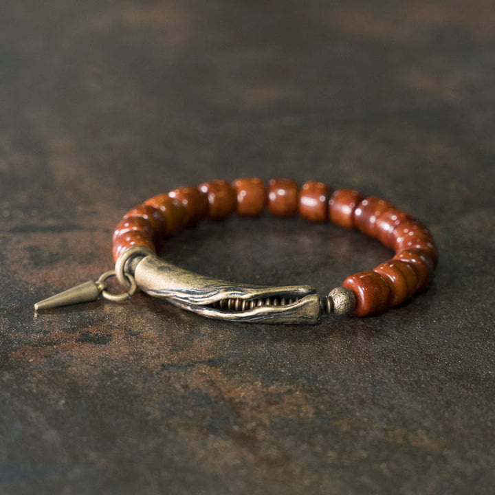 Buddha Stones, Knochenperlen, Kupferkegel-Anhänger, Stärke-Armband