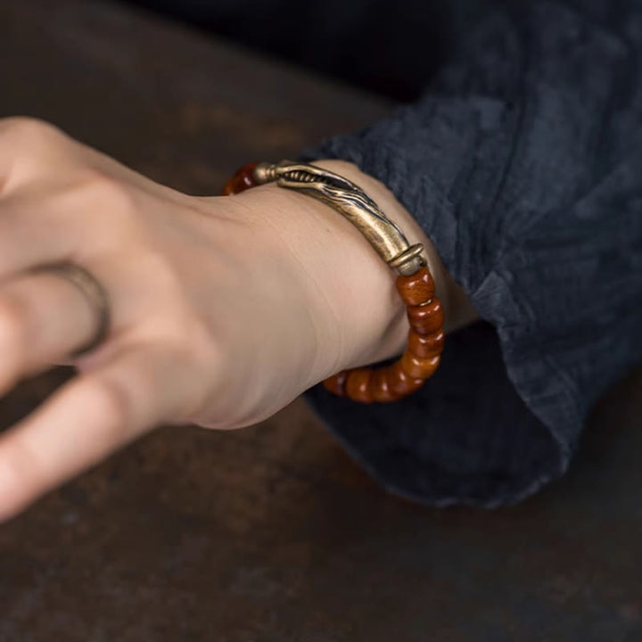 Buddha Stones, Knochenperlen, Kupferkegel-Anhänger, Stärke-Armband