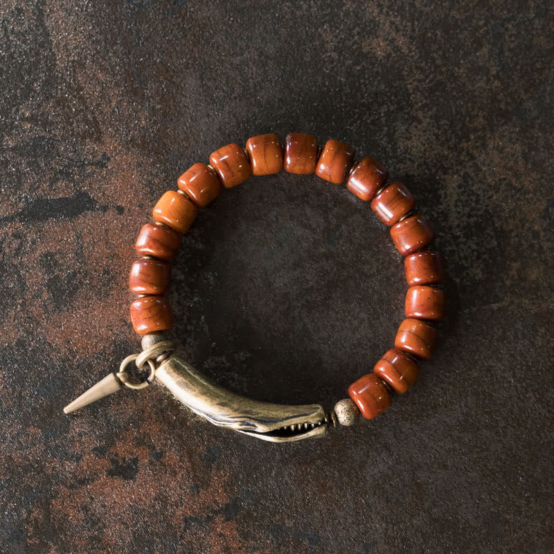 Buddha Stones, Knochenperlen, Kupferkegel-Anhänger, Stärke-Armband