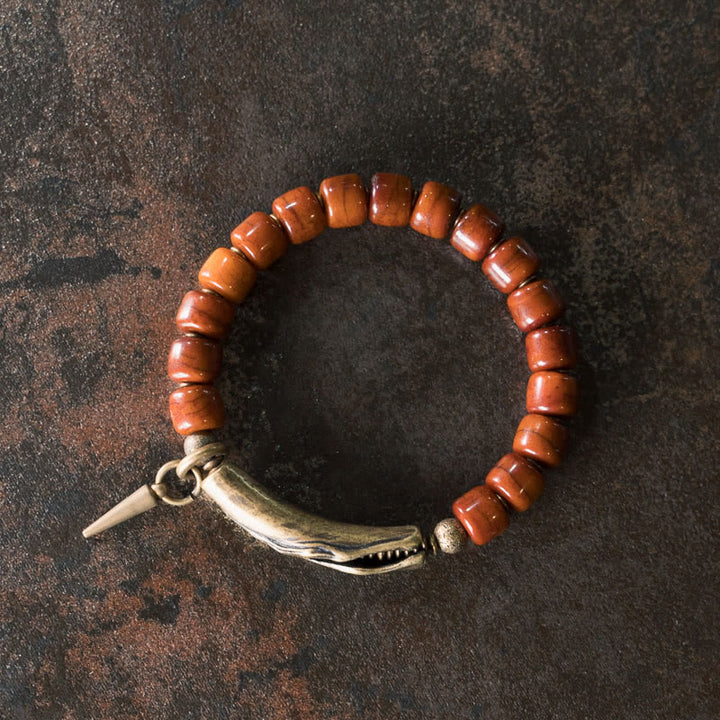 Buddha Stones, Knochenperlen, Kupferkegel-Anhänger, Stärke-Armband