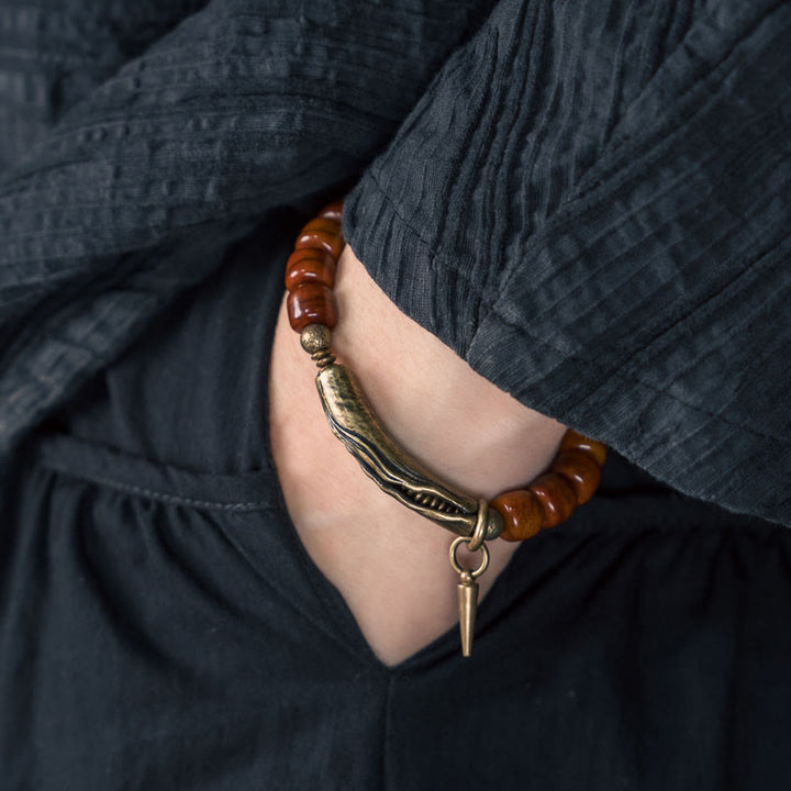 Buddha Stones, Knochenperlen, Kupferkegel-Anhänger, Stärke-Armband