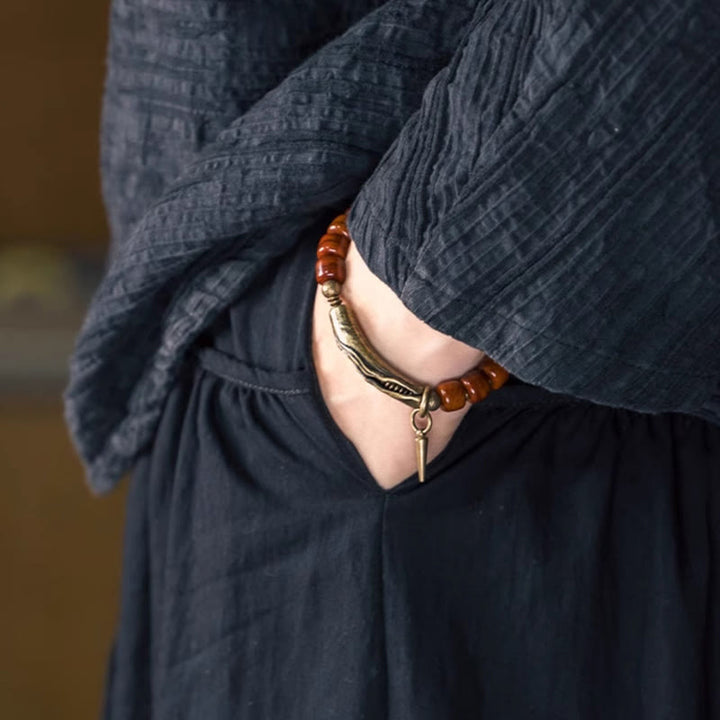 Buddha Stones, Knochenperlen, Kupferkegel-Anhänger, Stärke-Armband