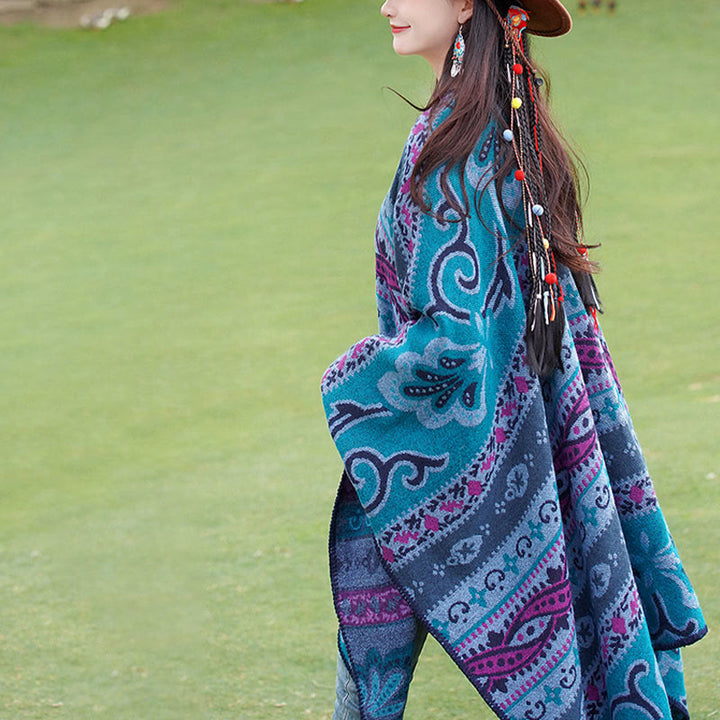 Buddha Stones, tibetische geometrische horizontale Streifen, Blumenmuster, Schal, Herbst/Winter, warm, weicher Schal, Wickeltuch - image 11