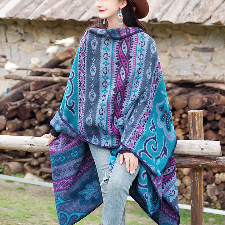 Buddha Stones, tibetische geometrische horizontale Streifen, Blumenmuster, Schal, Herbst/Winter, warm, weicher Schal, Wickeltuch - image 4