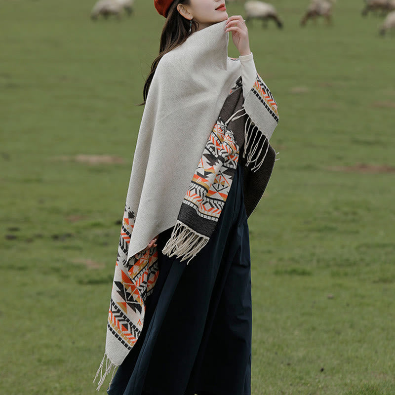 Buddha Stones, tibetisches geometrisches Rautenmuster, Quasten, Schal, Herbst/Winter, warm, gemütlich, Schal, Wickeltuch - image 20