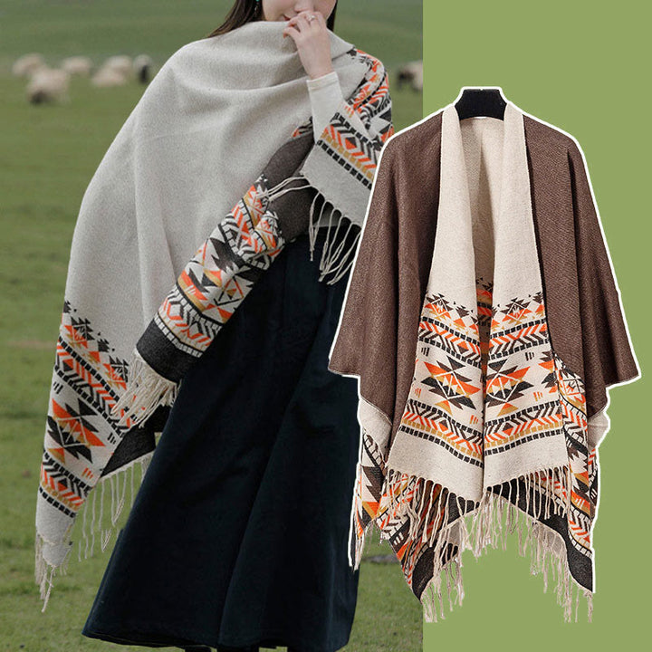 Buddha Stones, tibetisches geometrisches Rautenmuster, Quasten, Schal, Herbst/Winter, warm, gemütlich, Schal, Wickeltuch - image 22