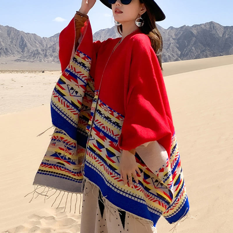 Buddha Stones, tibetisches geometrisches Rautenmuster, Quasten, Schal, Herbst/Winter, warm, gemütlich, Schal, Wickeltuch - image 31