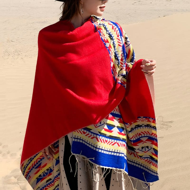 Buddha Stones, tibetisches geometrisches Rautenmuster, Quasten, Schal, Herbst/Winter, warm, gemütlich, Schal, Wickeltuch - image 30