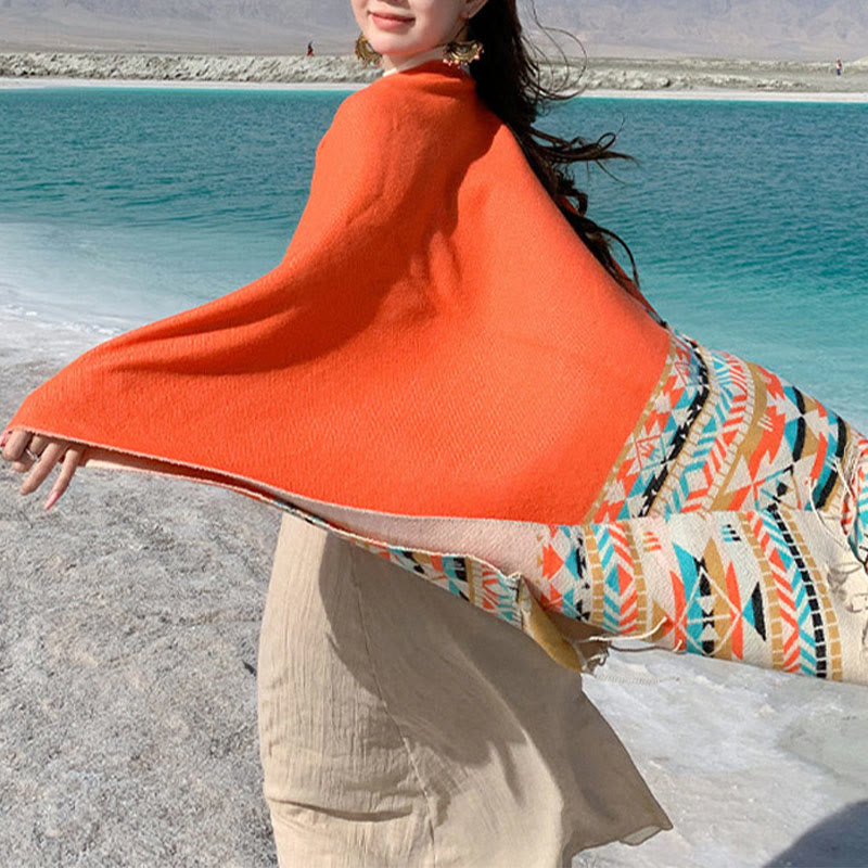 Buddha Stones, tibetisches geometrisches Rautenmuster, Quasten, Schal, Herbst/Winter, warm, gemütlich, Schal, Wickeltuch - image 35