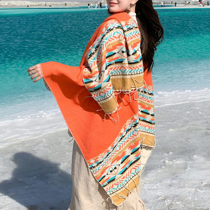 Buddha Stones, tibetisches geometrisches Rautenmuster, Quasten, Schal, Herbst/Winter, warm, gemütlich, Schal, Wickeltuch - image 37