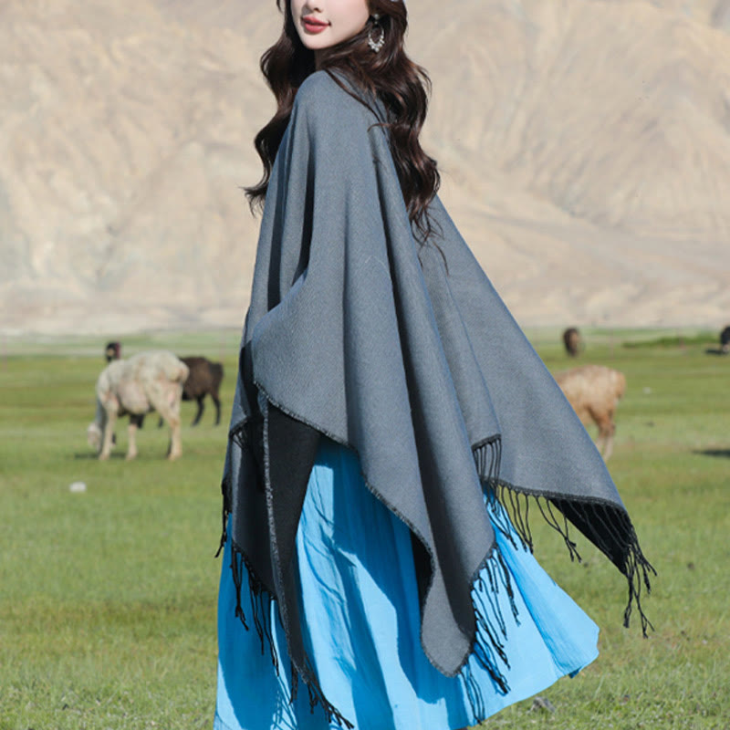 Buddha Stones, tibetische geometrische, runde Mandala-Muster, Quasten, Schal, Herbst/Winter, gemütlicher Schal, Wickeltuch mit Taschen - image 16