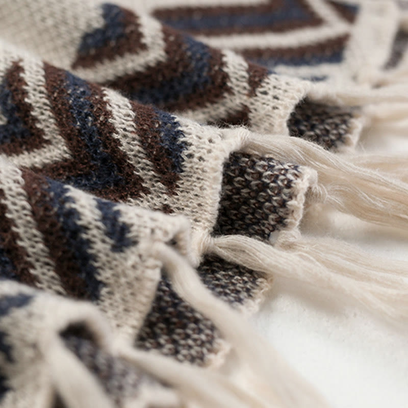 Buddha Stones, tibetische Wellen, Streifen, Geometrie, Quasten, Schal, Herbst/Winter, gemütlicher Schal, Wickeltuch - image 19