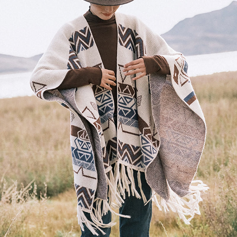 Buddha Stones, tibetische Wellen, Streifen, Geometrie, Quasten, Schal, Herbst/Winter, gemütlicher Schal, Wickeltuch - image 10