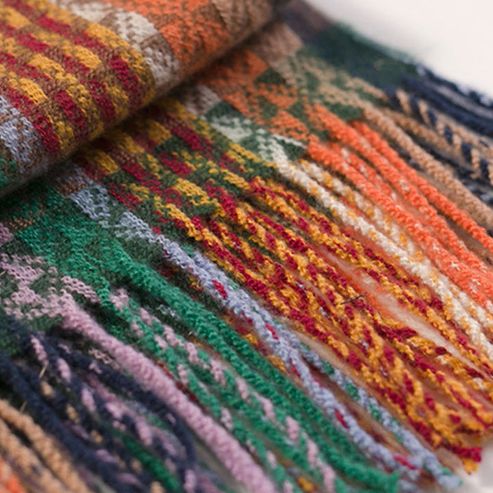 Buddha Stones, tibetischer, bunter Schal mit geometrischen Streifen und Quasten, für Herbst und Winter, weicher Schal - image 17