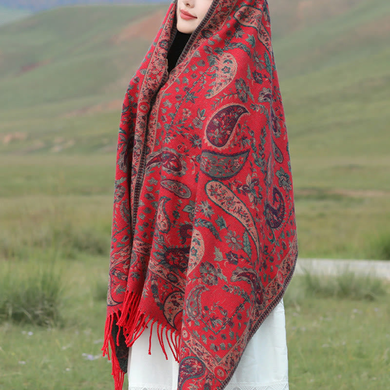 Buddha Stones, tibetische Cashew-Blüten, Blätter, Ranken, Quasten, Schal, Herbst/Winter, weicher, gemütlicher Schal, Wickeltuch - image 7